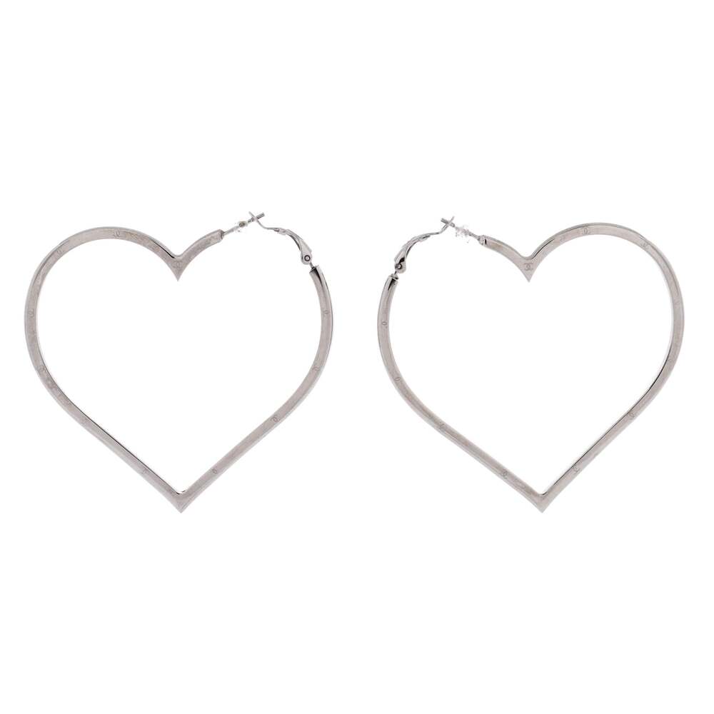 Chanel Cc Heart Hoop Earrings Metal #240547C77B